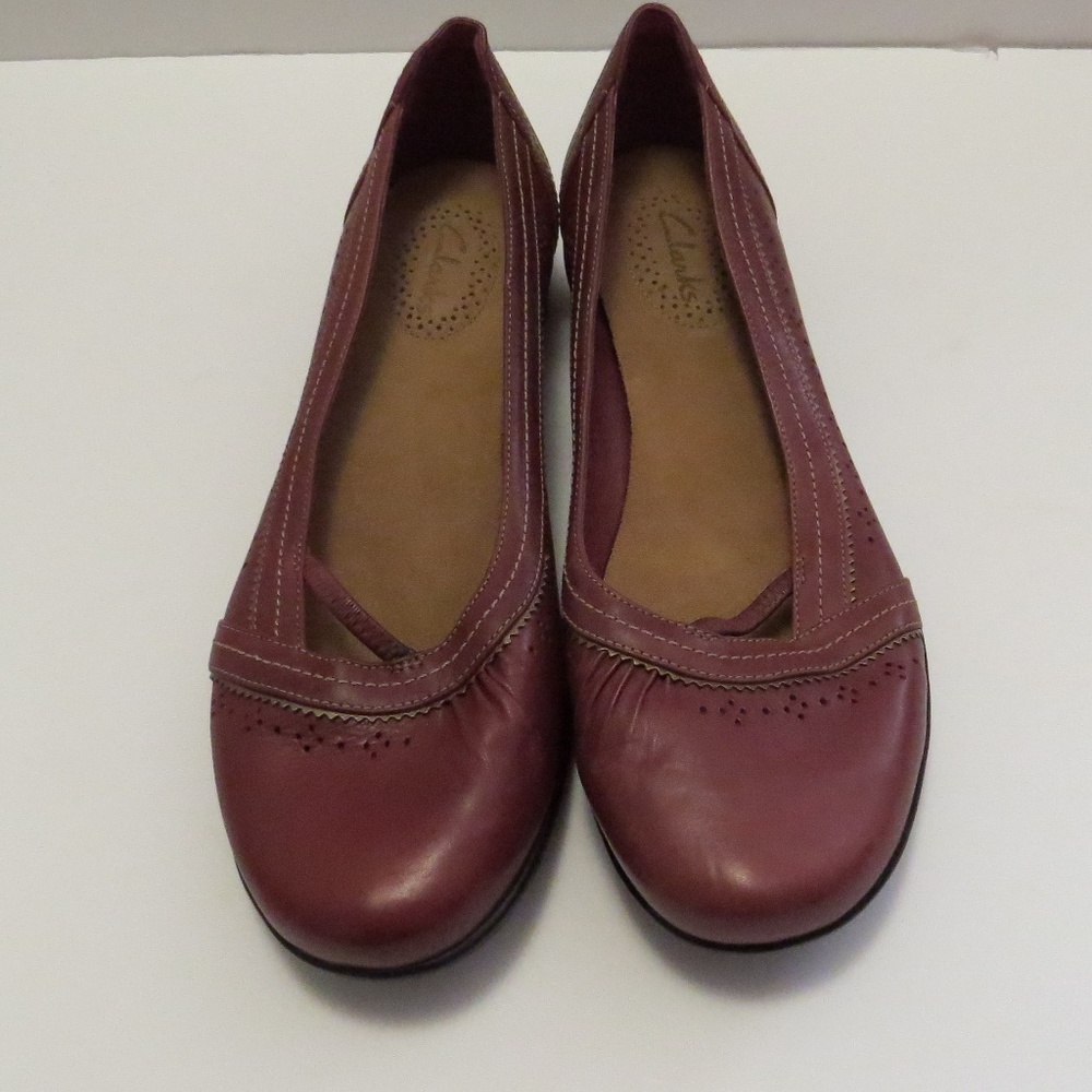 Clarks Comfort Shoes Leather Camel Brown 9M